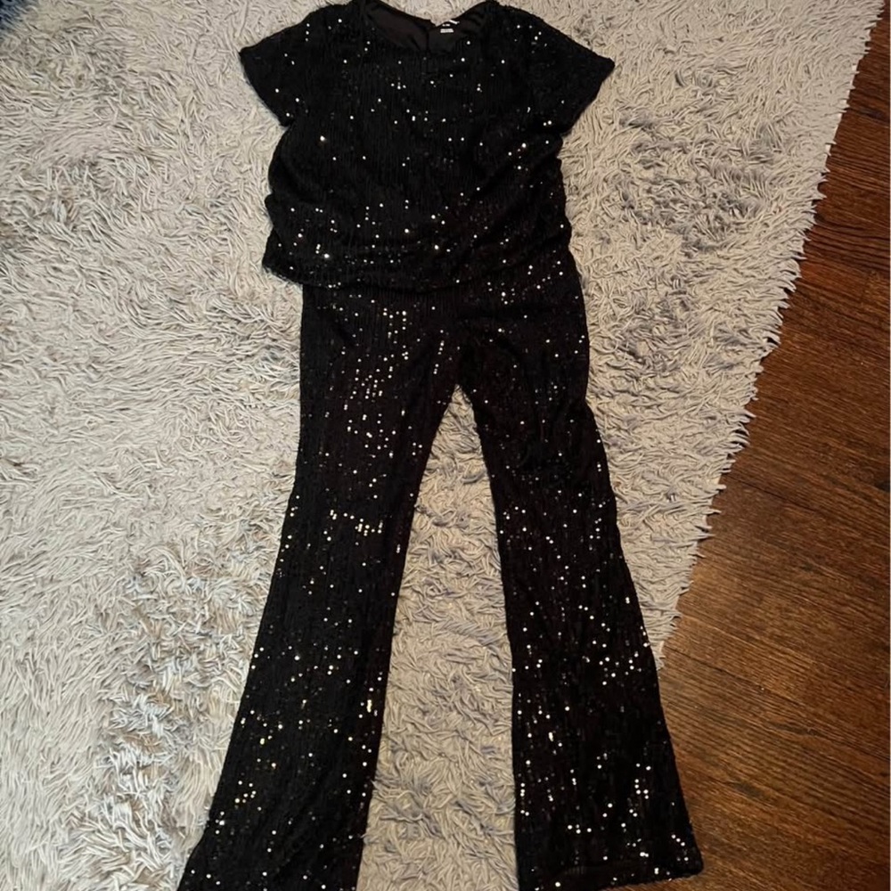 Girls Black Sequin 2 piece Outfit